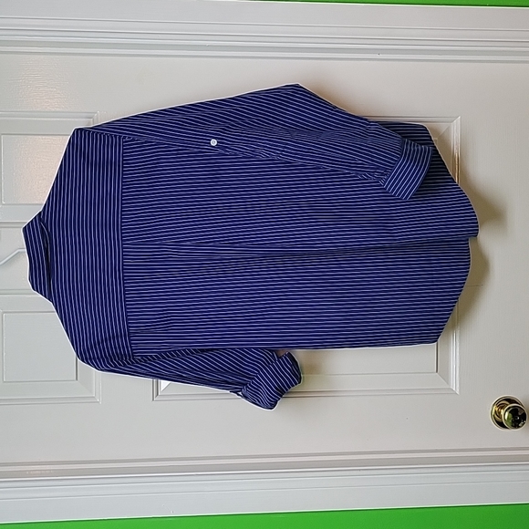 Blue striped men's button down shirt with sleeve buttons - Picture 2 of 2